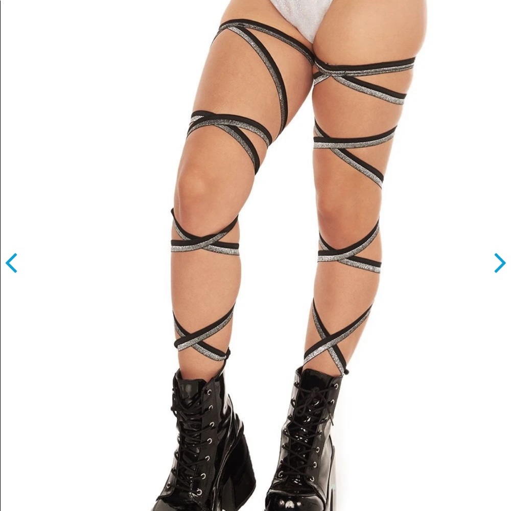 Pair of non-slip black & silver glitter leg wraps